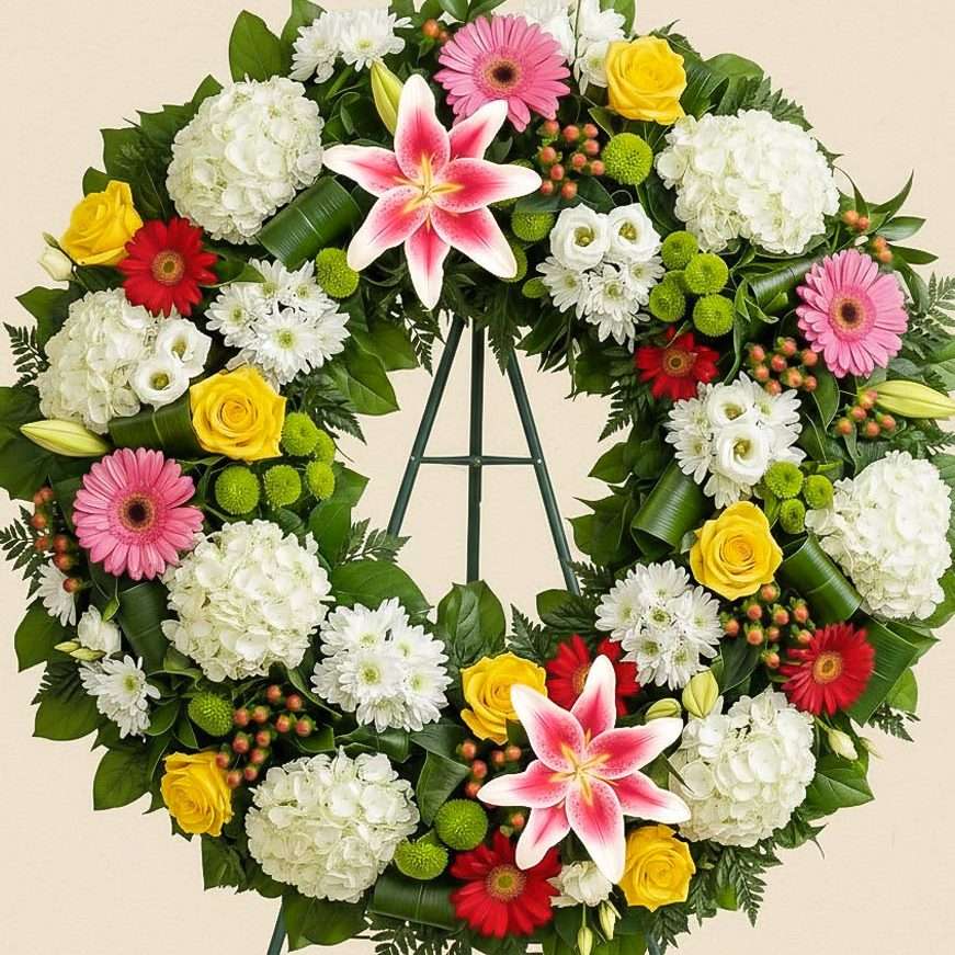 enviar corona fúnebre de flores para difuntos a domicilio para tanatorio floristería online Madrid