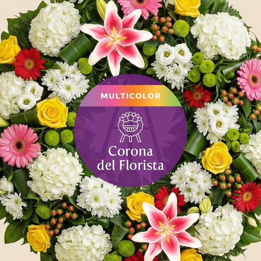 Comprar corona de flores online para funeral con envío a domicilio urgente a difuntos en tanatorios de Madrid