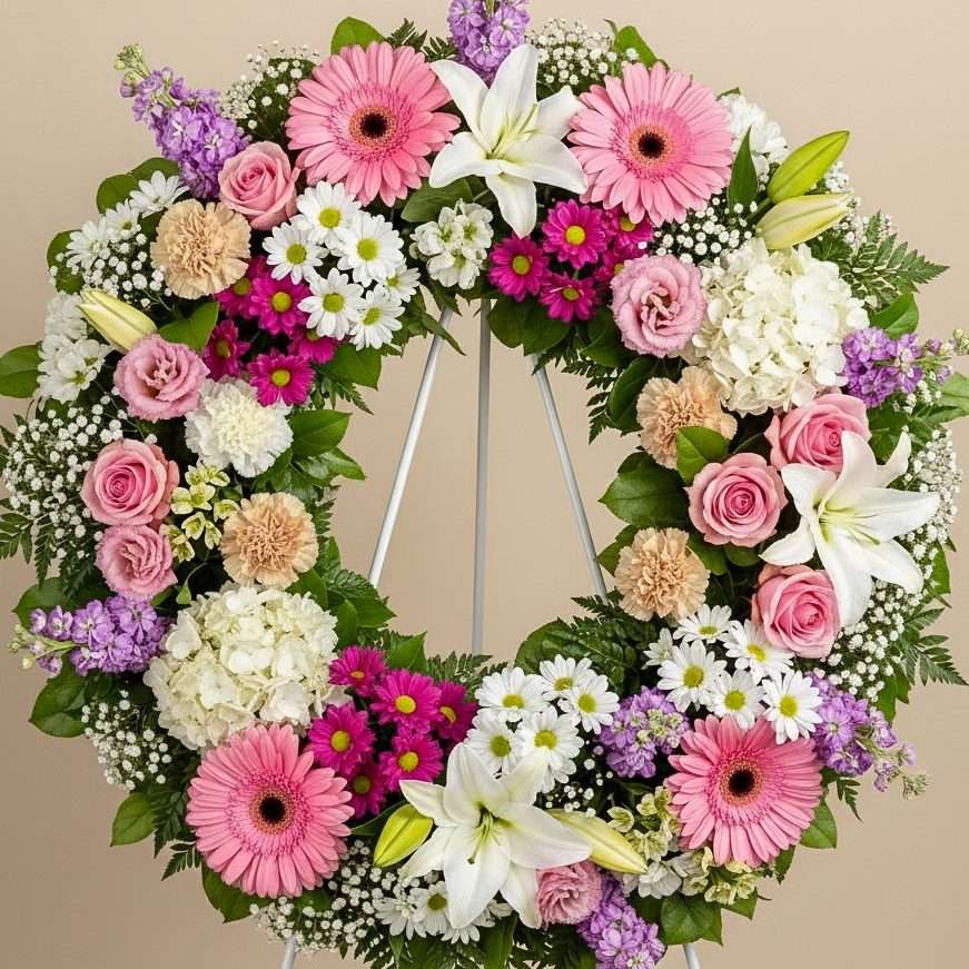 comprar corona de flores online para difuntos en tanatorio con envío a domicilio urgente en Madrid